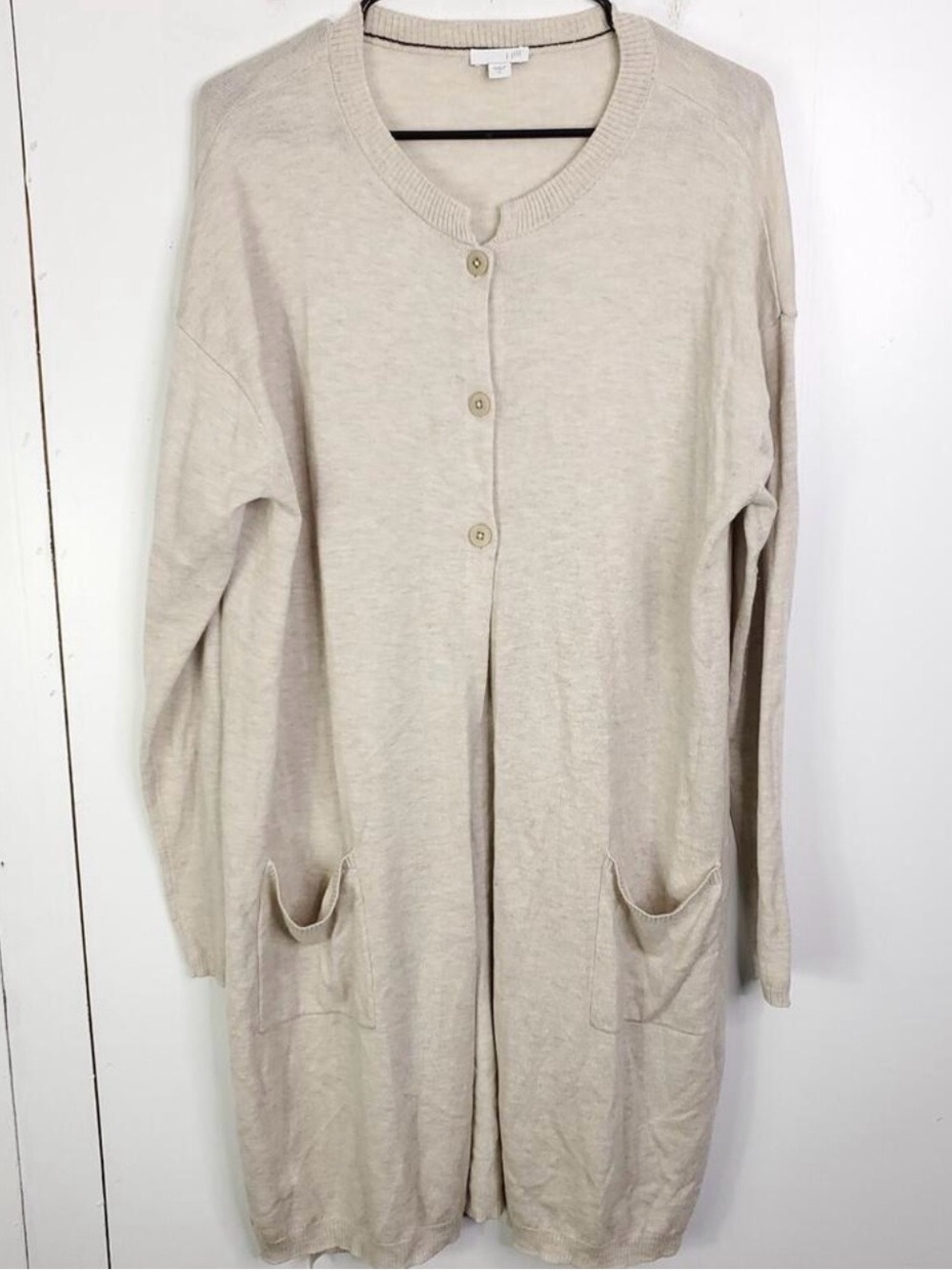 J Jill Neutral Cream Long Cardigan SZ XL - Picture 2 of 8
